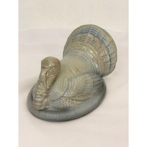 Mosser Glass Blue Marble Slag Turkey on Nest Replacement Lid Only 6.5 Inch